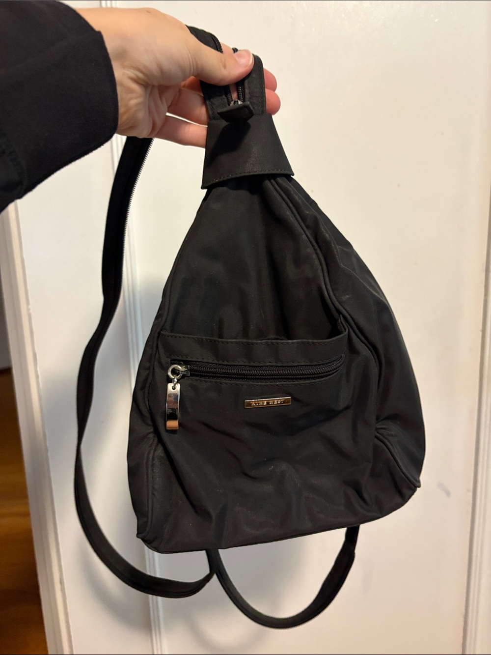 Nine West Black Nylon Sling Backpack